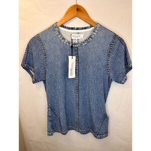 NWT Rag & Bone Miramar Jersey Baby Tee Denim Look Top Medium $158 Y2k